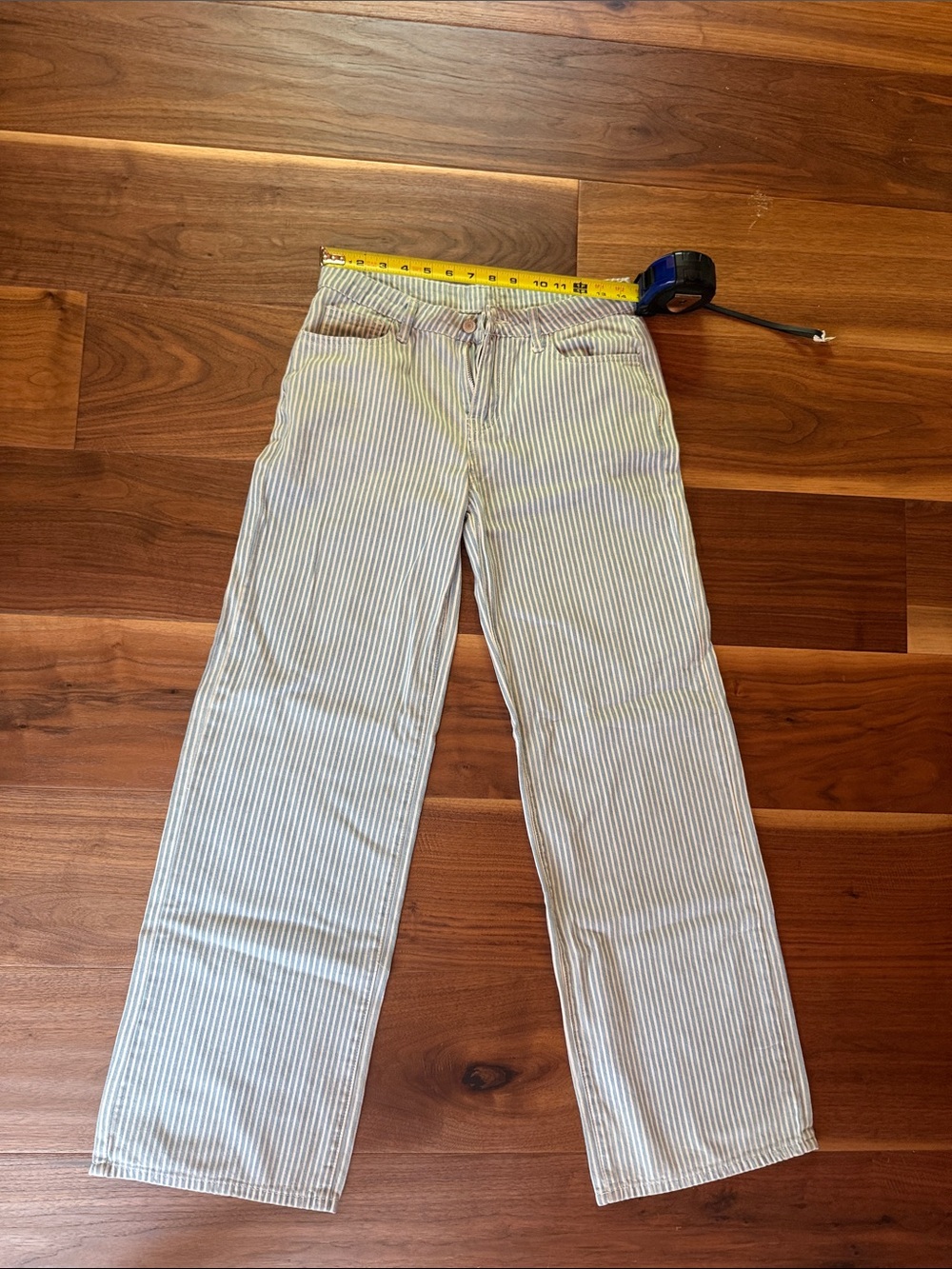 Brandy Melville White and Blue Striped Jeans